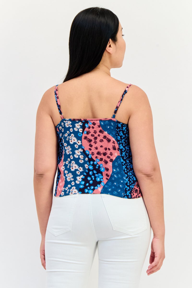 ONLY Women Crew Neck Sleeveless Allover Print Tank Top, Multicolor - Image 3