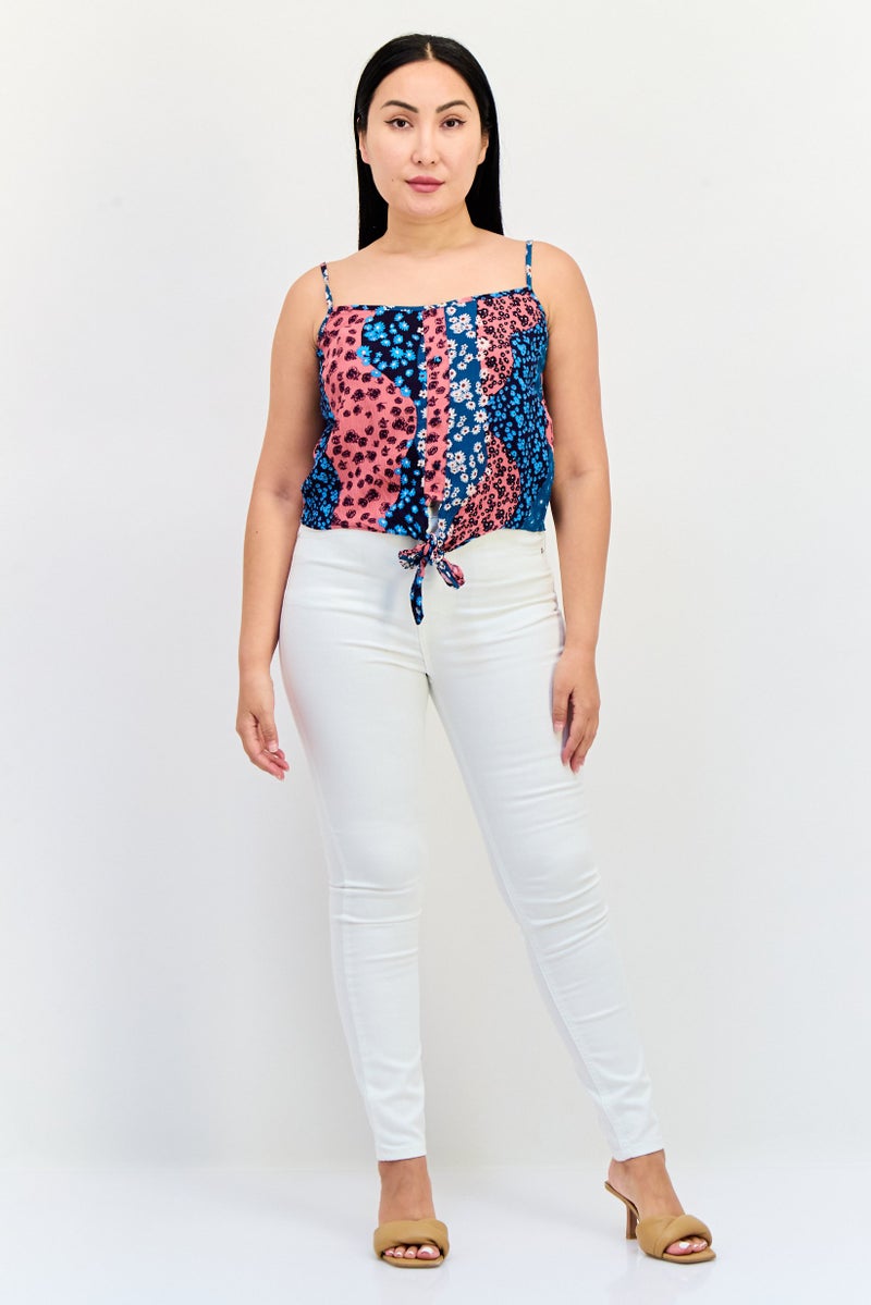 ONLY Women Crew Neck Sleeveless Allover Print Tank Top, Multicolor - Image 4