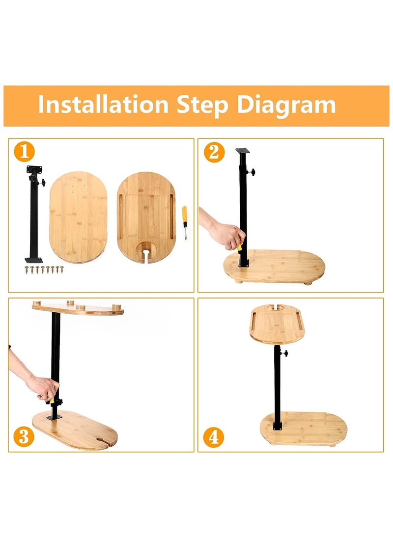 Generic - Bamboo Bathtub Tray Table, Adjustable Height Bath Tub Tray Side Table with Wine Glass/Book Slot and Phone Holder, Freestanding Design, Ideal for Reading, Relaxing and Bathing - Image 1