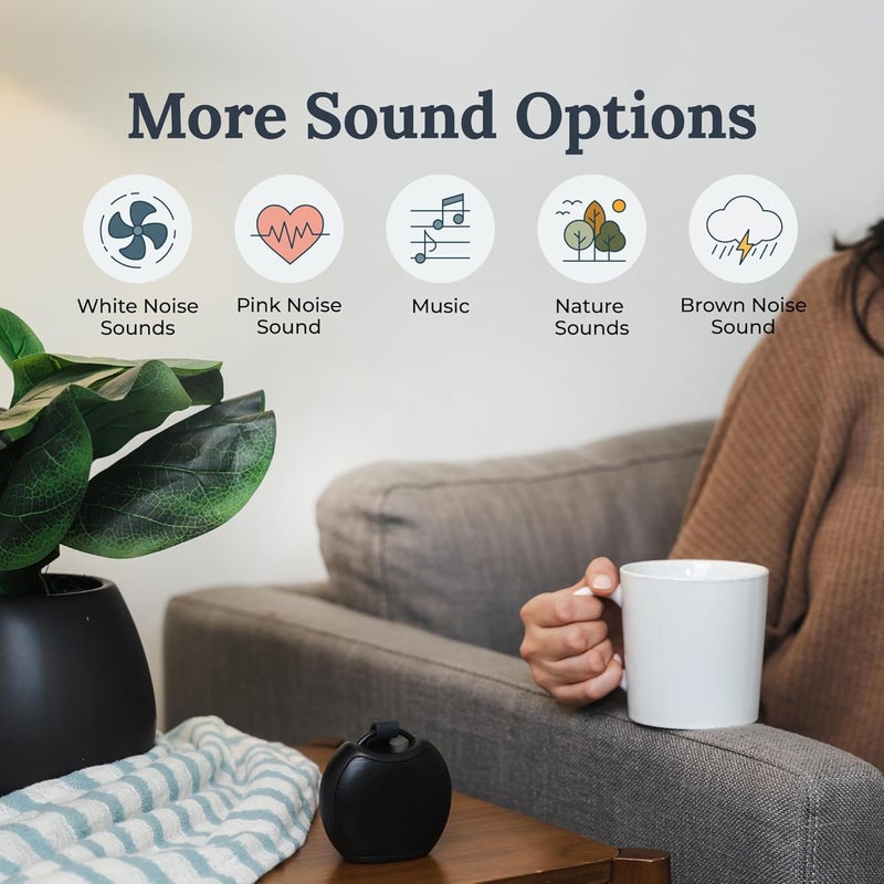 Yogasleep Rohm+ Travel White Noise Sound Machine (Black), Bluetooth Wireless Speaker & Charging, 20 Soothing Natural Sounds, Noise Canceling for Sleep Aid, Office Privacy & Meditation, Compact Size - Image 2