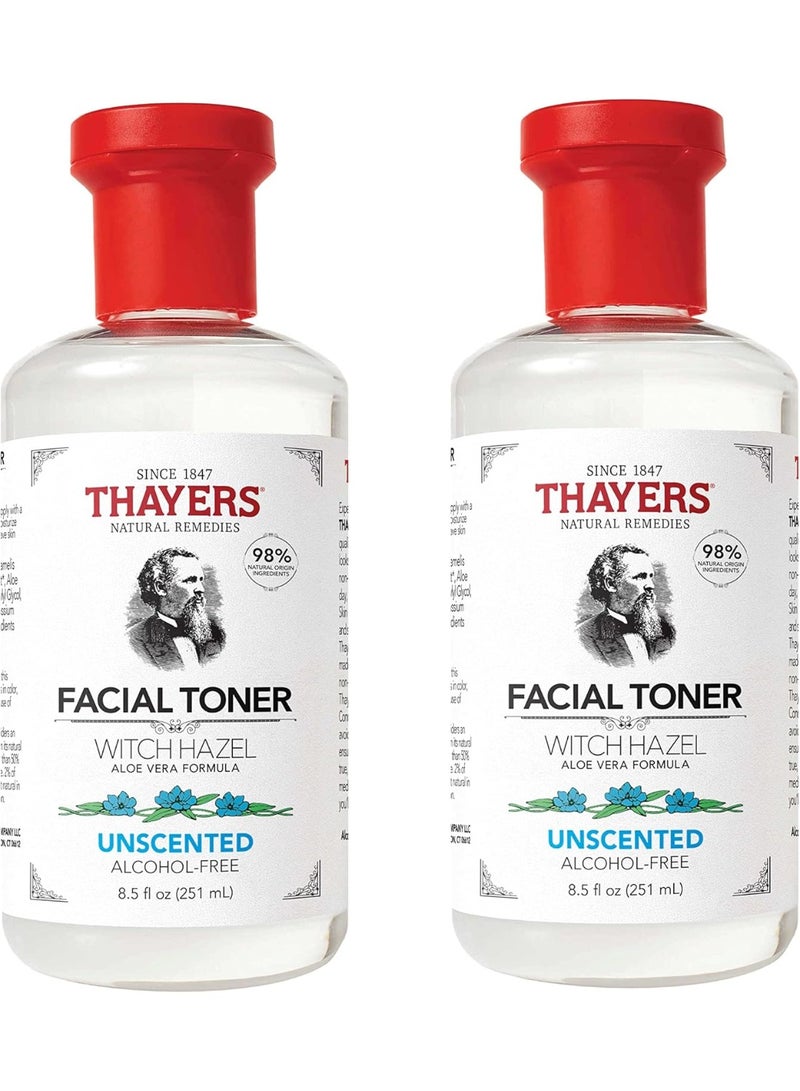 Thayers Alcohol-Free Unscented Witch Hazel Facial Toner with Aloe Vera – Hydrating, pH-Balancing, Vegan, Dermatologist Tested, Reduces Pores, 8.5 fl oz (Pack of 2) - Image 1