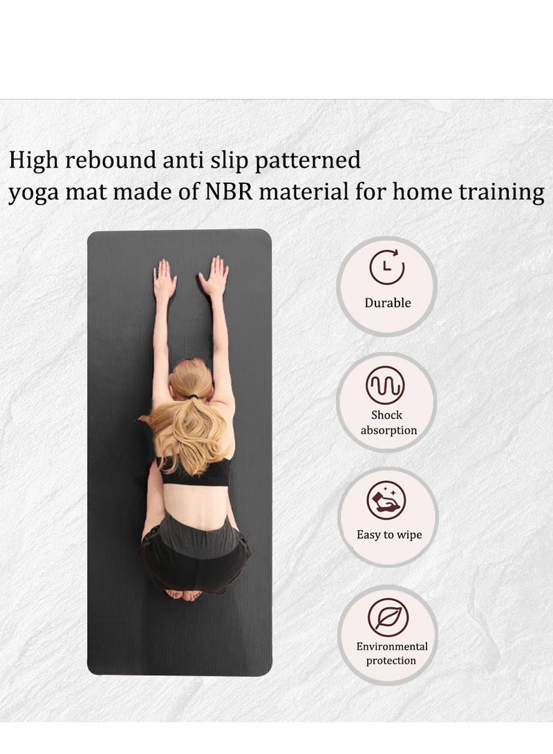 High rebound anti slip patterned yoga mat made of NBR material for home training（ black） - Image 3
