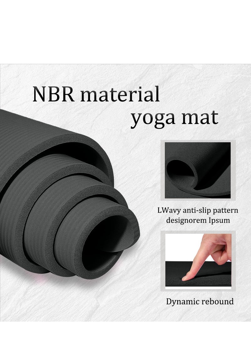 High rebound anti slip patterned yoga mat made of NBR material for home training（ black） - Image 2