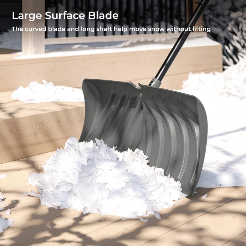 Suncast 27â€ Steel Core Snow Pusher with Curved Blade, D-Grip Handle, Steel Shaft, Heavy-Duty Snow Removal Tool for Effortless Clearing - Image 3