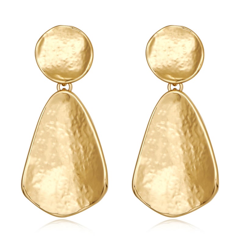 YUJIE Gold Plated Earrings for Women Hammered Geometric Chunky Dangle Earring Brass Trendy statement Jewelry - Image 1