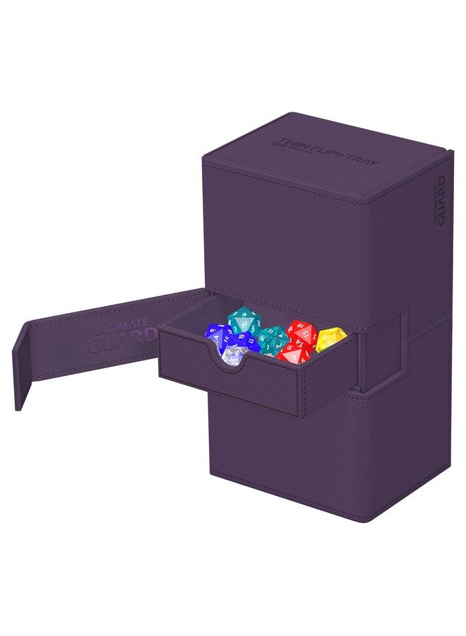 Ultimate Guard Twin Flip'n'Tray 200+, Deck Case for 200 Double-Sleeved TCG Cards + Dice Tray, Purple, Independent Magnetic Closure & Microfiber Inner Lining - Image 3