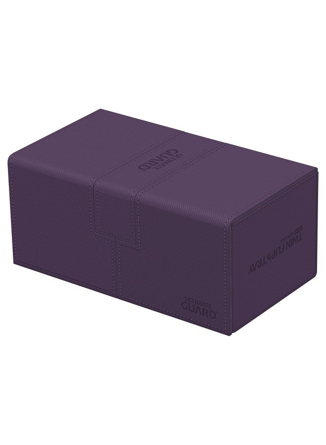 Ultimate Guard Twin Flip'n'Tray 200+, Deck Case for 200 Double-Sleeved TCG Cards + Dice Tray, Purple, Independent Magnetic Closure & Microfiber Inner Lining - Image 2