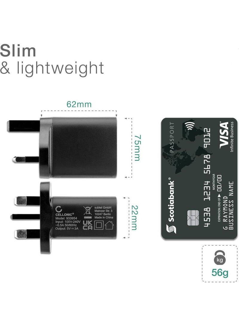AMROAH شاحن USB بورت واحد 5V 3A 18W محول حائط USB لمخرج الكهرباء 100V-240V للهاتف المحمول، التابلت، السماعات، بنك الطاقة - Image 4