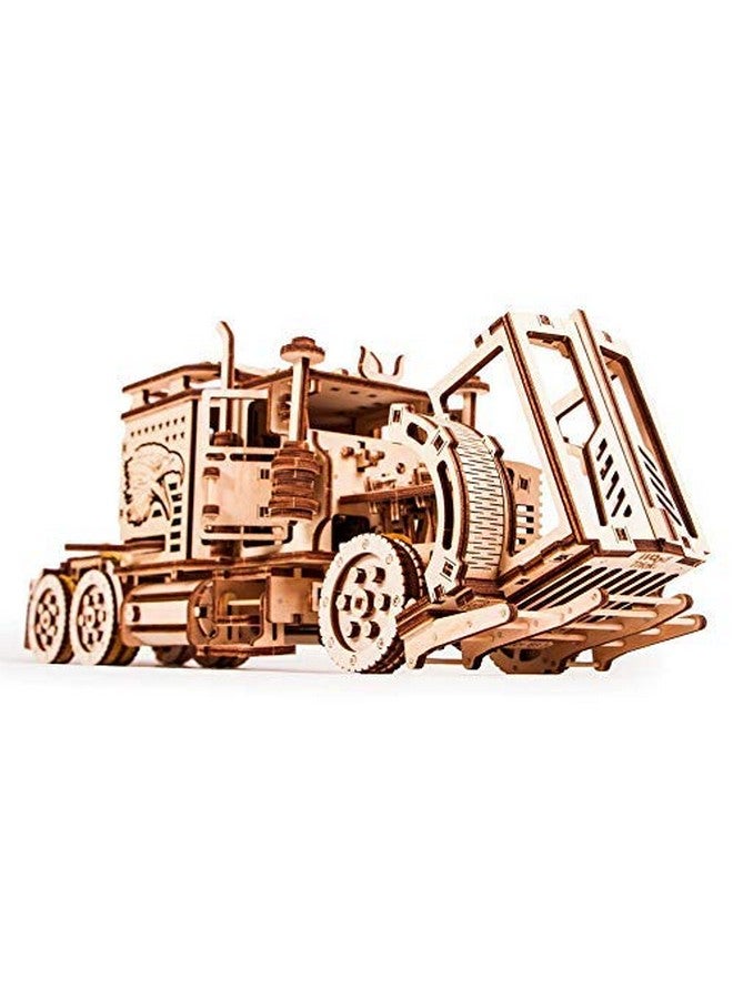 وود تريك ألغاز خشبية ثلاثية الأبعاد من Wood Trick Big Rig Truck Car للبالغين والأطفال للبناء - يصل طولها إلى 6 أقدام - 14 × 6 بوصة - شاحنة شبه واقعية - نماذج خشبية هندسية DIY مشروع ميكانيكي خشبي ثلاثي الأبعاد - Image 4