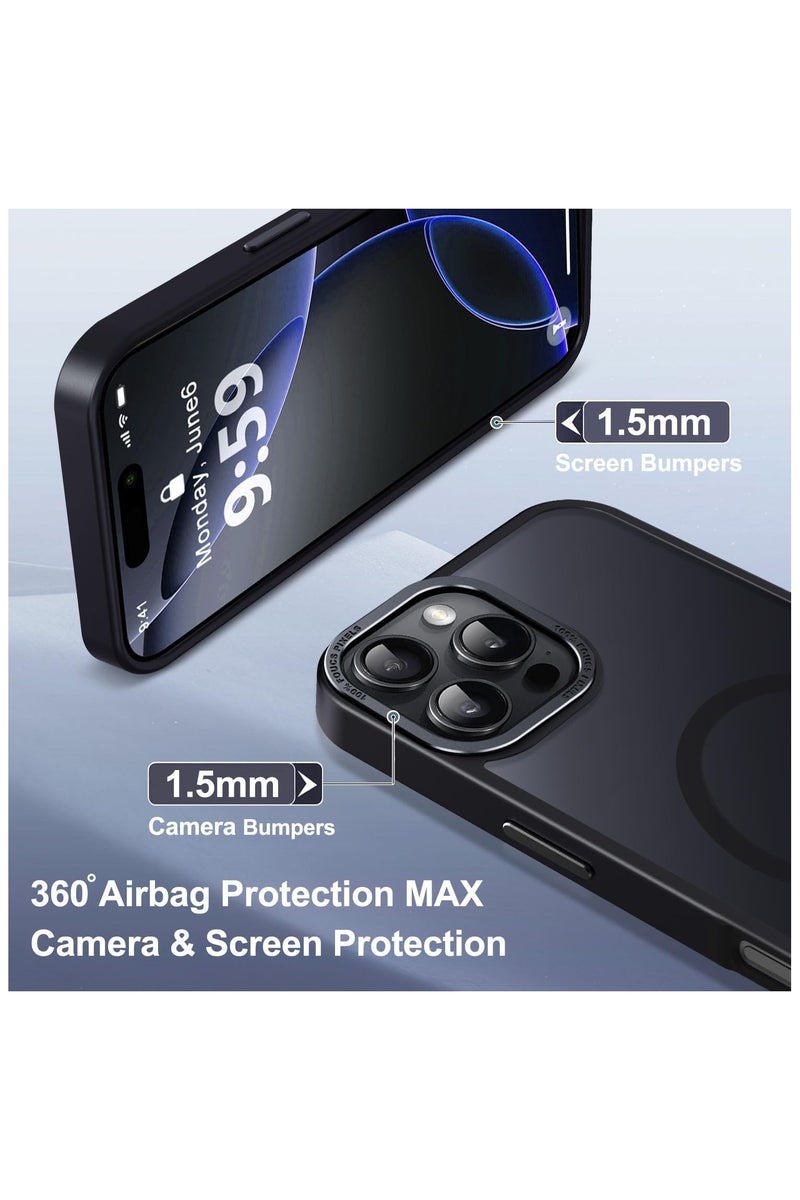 for iPhone 16 Pro Max Magnetic Case, Compatible with MagSafe, [Shockproof Military Grade Protection] Translucent Frosted Back Case, Ultra Strong Phone Protective Case with Powerful Magnets for Apple 16 Pro Max (2024) (Black) - Image 5