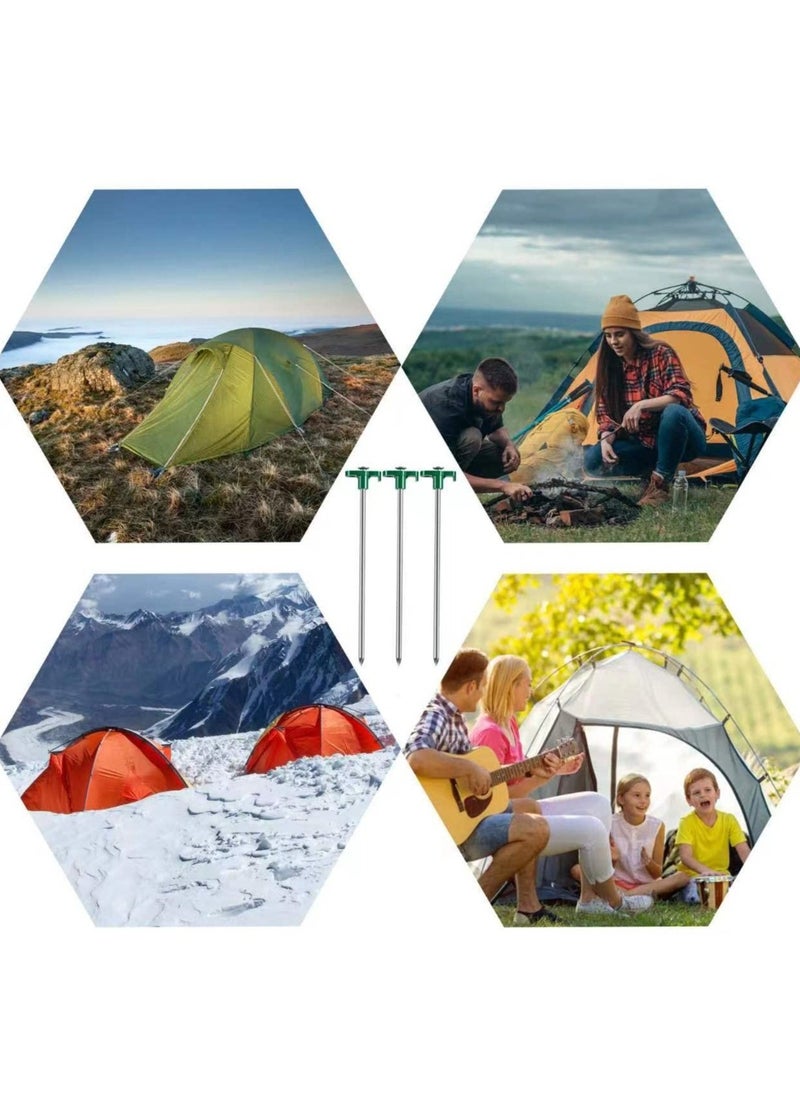 Tent Stakes, 10 Pcs Heavy Duty Tent Stakes Pegs, Outdoor Camping Windproof Professional Ground Stakes, Metal Tent Pegs for All Kinds of Ground, Specially Designed for Tent Canopies - Image 5