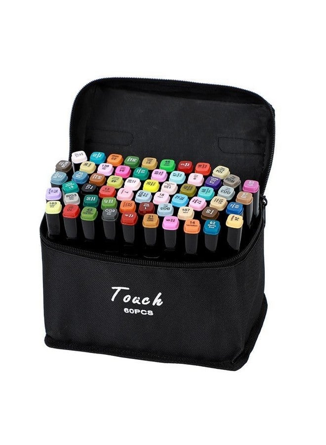 Sarjak 60Pcs Alcohol Color Markers Pens For Drawing Sketching | Highlighter Pen Art Supplies (60 Pcs Marker) -Multicolor - Image 1