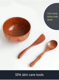 KHAJUL 3-Piece Skin Care Beauty Tool Set, Wooden Mask Bowl, Brush, Stick  - Image 3