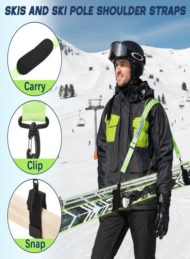 Seenelling 4 Pcs Ski Boot and Pole Carrier Straps Skiing Accessories 2 Anti Slip Boot Straps 2 Adjustable Shoulder Slings with Cushioned Pad and Buckle, Outdoor Winter Essential for Men Women - Image 3