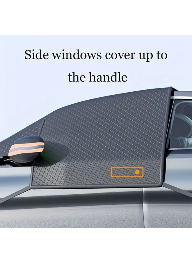 Heavy Duty Orange Plaid Windshield Cover Snow Shield with Blue Gloves - Image 2