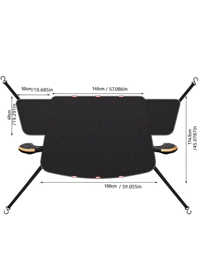 Heavy Duty Orange Plaid Windshield Cover Snow Shield with Blue Gloves - Image 1