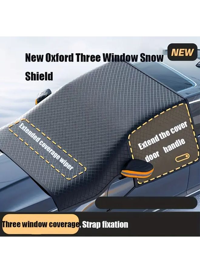 Heavy Duty Orange Plaid Windshield Cover Snow Shield with Blue Gloves - Image 5