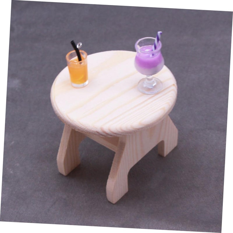 Miniature Dollhouse Circle Coffee Table Unfinished Wood Desk for Living Room Bedroom Kitchen Balcony Lightweight Durable for Miniature Scene Photography and Decor - Image 5