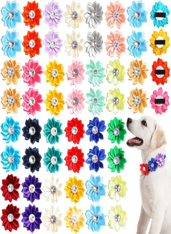 Reginary 100 Pcs Small Dog Collar Flowers Dog Puppy Cat Flowers Ties Multicolored Pet Accessories for Kitten Small Pets Collar Grooming Accessories, 20 Colors - Image 1