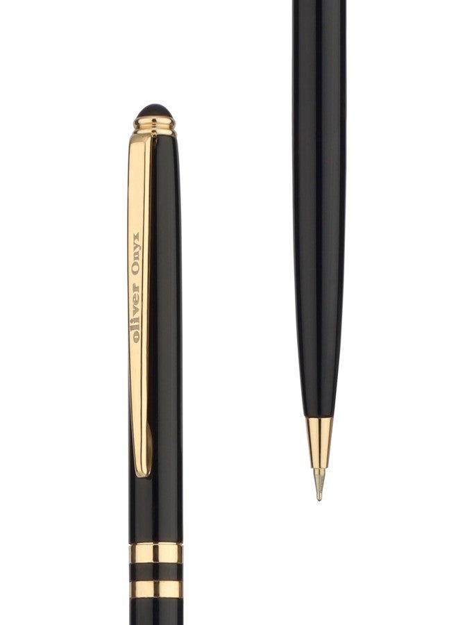 Oliver Onyx SH G Ball Pen – 0.6mm Cardinal Refill, Full Brass Body, Twist Mechanism, Glossy Black Finish with Gold Trims - Image 2