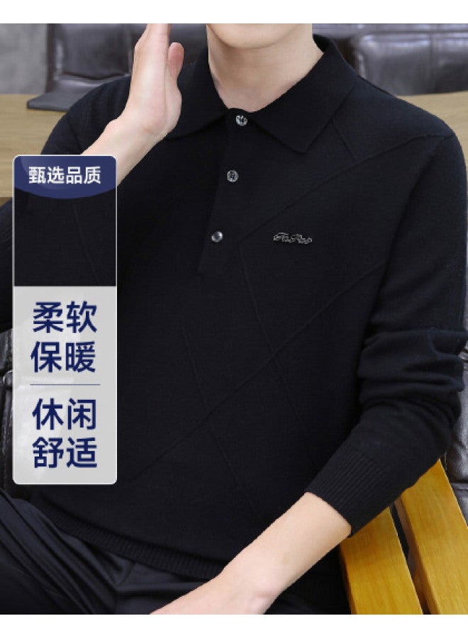 Fapai Casual Comfort Business Turn Collar Knit Wool Sweater - Image 1