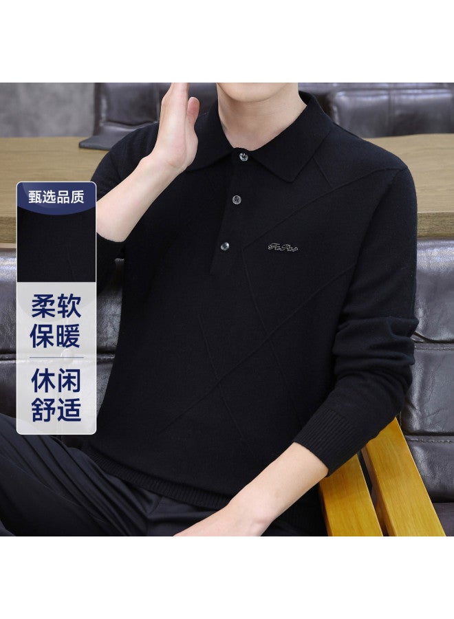 Fapai Casual Comfort Business Turn Collar Knit Wool Sweater - Image 2