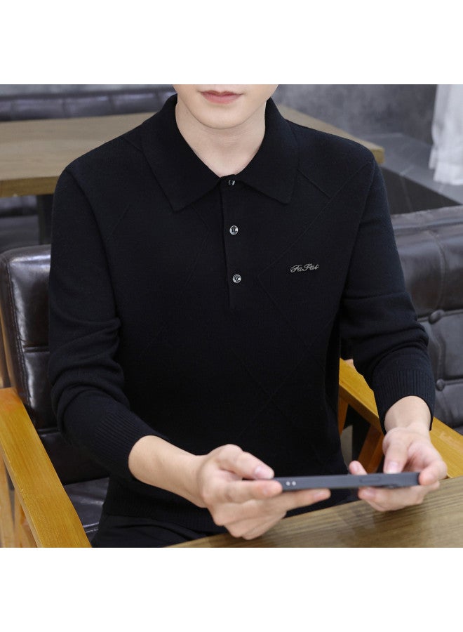 Fapai Casual Comfort Business Turn Collar Knit Wool Sweater - Image 4