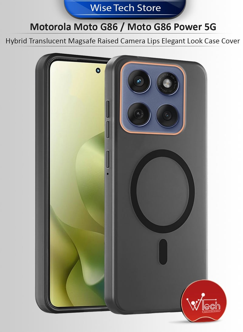 Wtech Motorola Moto G86 / Moto G86 Power 5G 2025 Hybrid Translucent Magsafe with Magnetic Charging Raised Camera Lips Elegant Look Case Cover (MCMPMN) - Black - Image 1