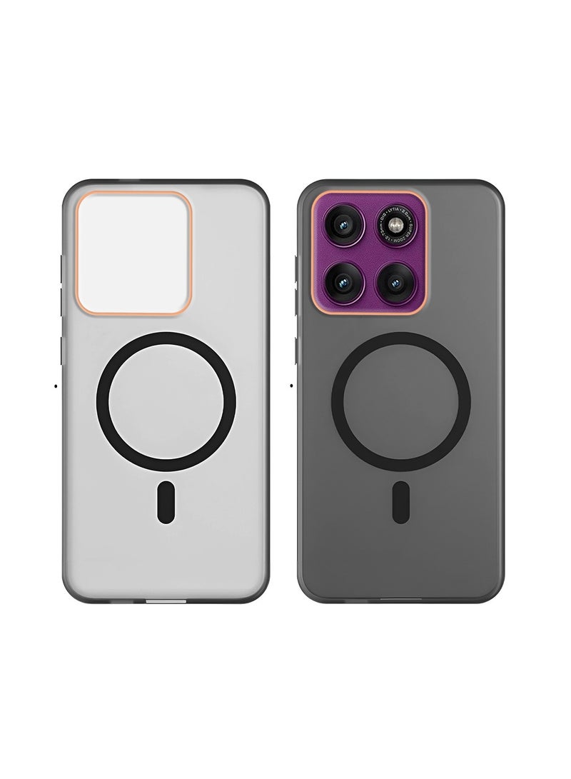 Wtech Motorola Moto G86 / Moto G86 Power 5G 2025 Hybrid Translucent Magsafe with Magnetic Charging Raised Camera Lips Elegant Look Case Cover (MCMPMN) - Black - Image 2