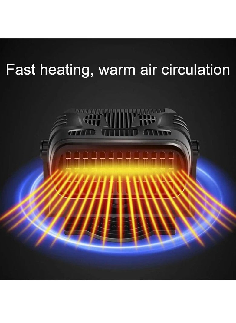 AROAQ - Portable Car Heater Fan, 24v Winter Portable Car Heater, Car Windshield Fast Heating Defrost Defogger, 360 Degree Rotation Auto Heater For Cars, (24v Black) - Image 1