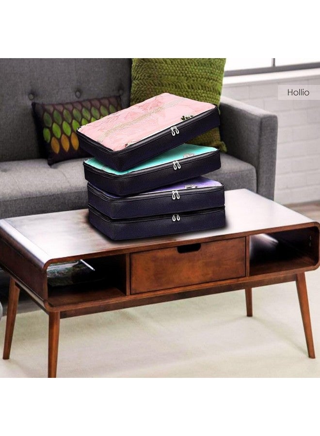 Golden Bird Saree Bags Cover With Zip Clothes Storage Bag Wardrobe Organizer Cloth Packing Organizer Large Transparent Window Garment Protector Covers (Medium, 4 PCS) - Image 5