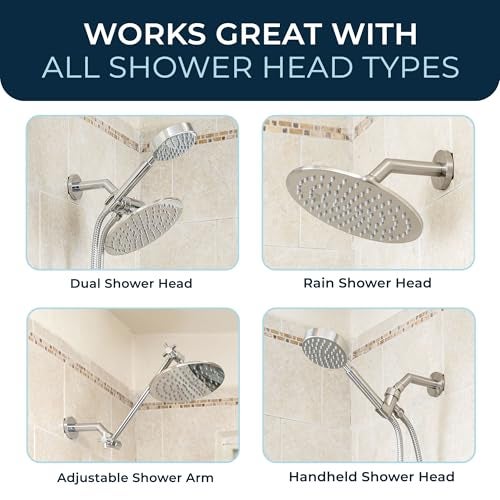 HammerHead Showers ذراع دش وهولدر معدني صلب 7 بوصة من هامر هيد شاورز® مع برغي تثبيت، برونزي مصقول | أنبوب كوع حائط وغطاء | قطعة بديلة عالمية لرؤوس الدش - Image 4