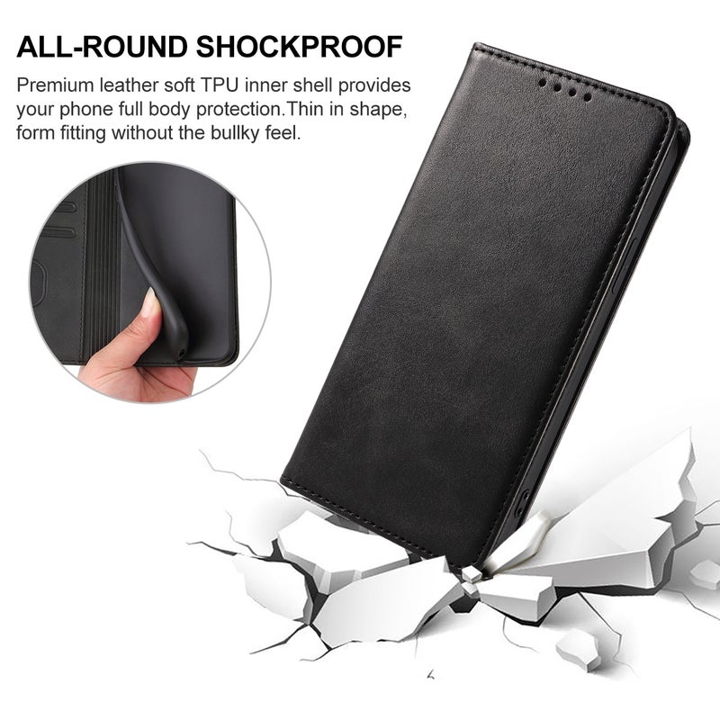 HuHa Protective Cover For Samsung Galaxy A55 5G Magnetic Closure Leather Phone Case(Black) - Image 5