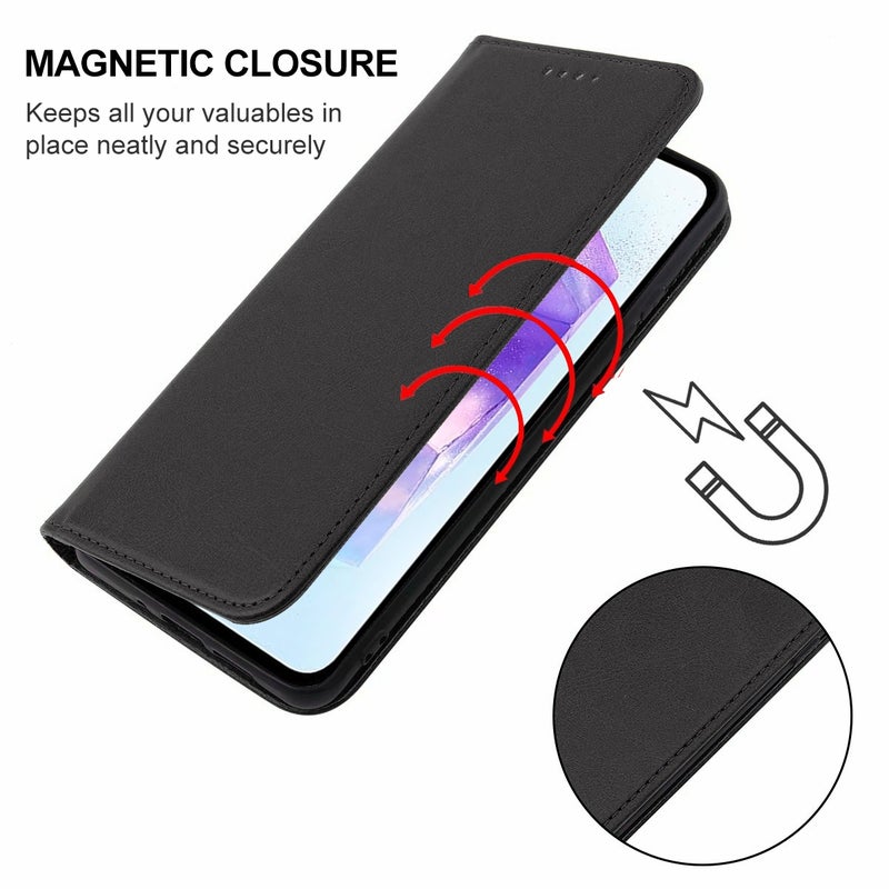 HuHa Protective Cover For Samsung Galaxy A55 5G Magnetic Closure Leather Phone Case(Black) - Image 4