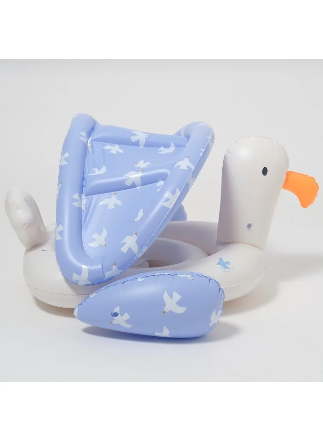 سني لايف Baby Inflatable Pool Float – Sid the Seagull Blue with Canopy – Safe Swim Seat for Infants & Toddlers – Comfortable Baby Water Float with Sunshade – Ideal for Pool or Beach