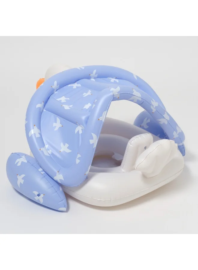 سني لايف Baby Inflatable Pool Float – Sid the Seagull Blue with Canopy – Safe Swim Seat for Infants & Toddlers – Comfortable Baby Water Float with Sunshade – Ideal for Pool or Beach
