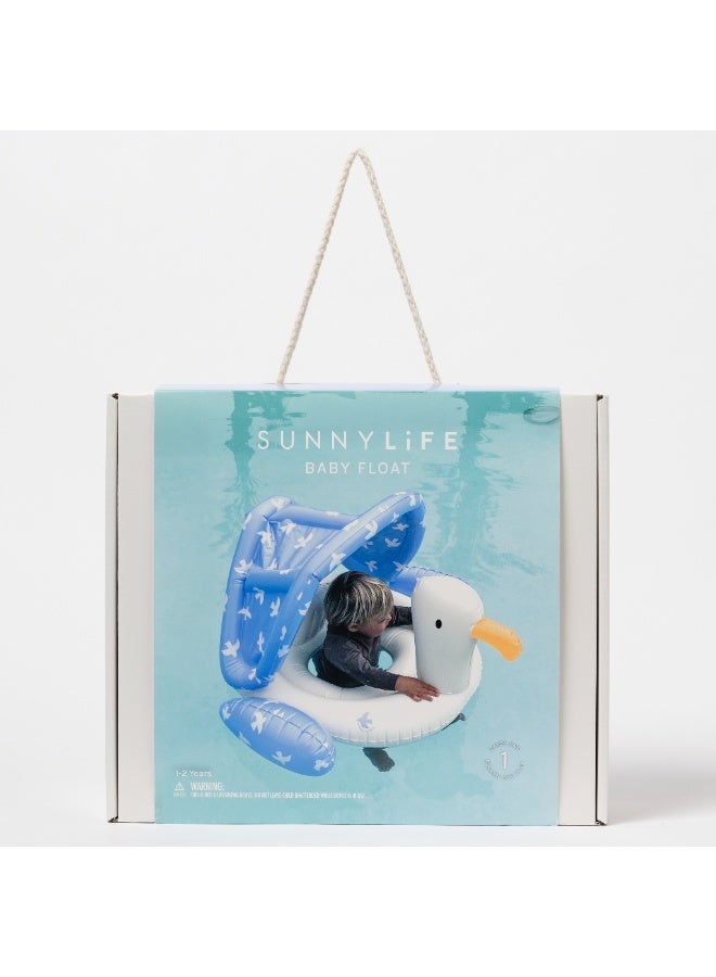 سني لايف طوافة سباحة قابلة للنفخ للأطفال - سد النورس الأزرق مع مظلة - مقعد سباحة آمن للرضع والأطفال الصغار - طوافة مائية مريحة للأطفال مع واقي من الشمس - مثالية لحمام السباحة أو الشاطئ - Image 1