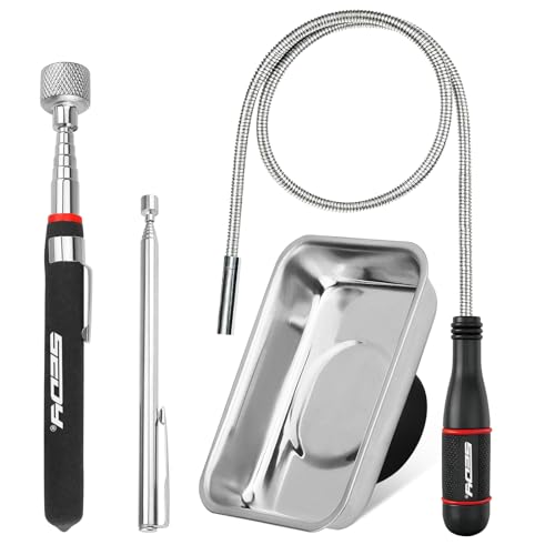 SEDY 4Piece Telescoping Magnetic Pickup Tools Set 31in Portable Magnetic Pickup Stick 25in PenStyle Magnetic Pickup Tool with Pocket Clip 20in Flexible Bendable Spring Magnet Stick Magnet Parts Tray - Image 1