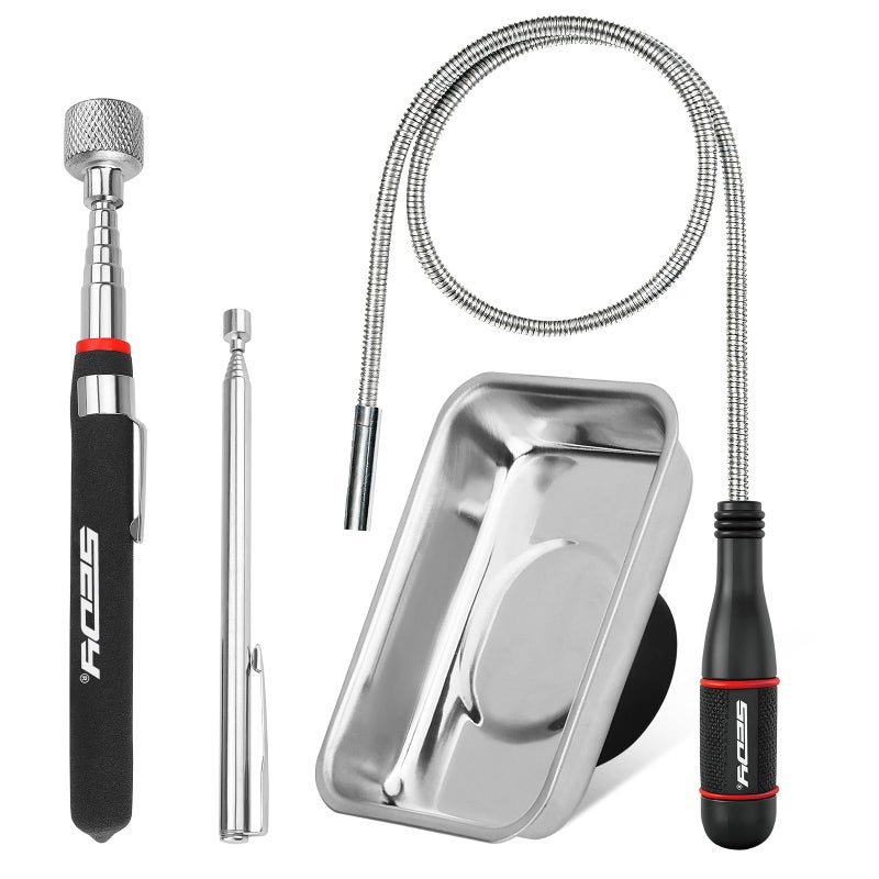 SEDY 4Piece Telescoping Magnetic Pickup Tools Set 31in Portable Magnetic Pickup Stick 25in PenStyle Magnetic Pickup Tool with Pocket Clip 20in Flexible Bendable Spring Magnet Stick Magnet Parts Tray - Image 2
