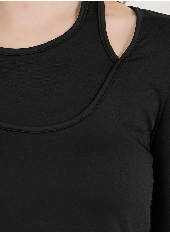 Styli Cut-Out Detail Halter Neck Fitted T-Shirt  - Image 4