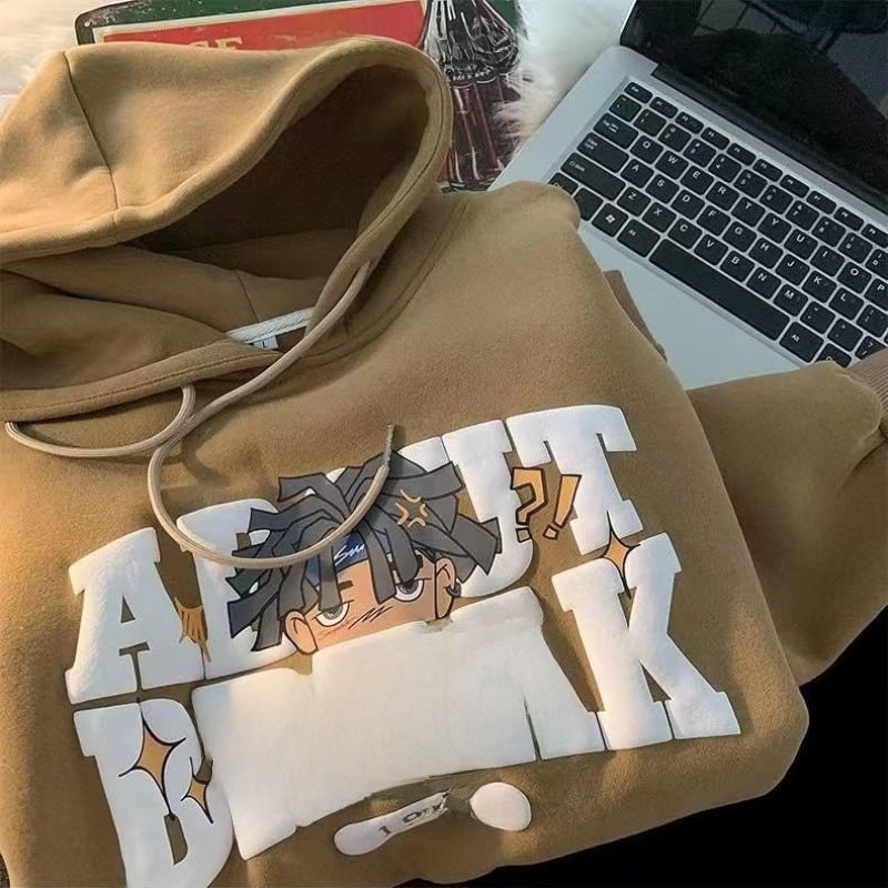 هودي رجالي خريفي شتوي فضي فاتح فضفاض وعصري - Image 5