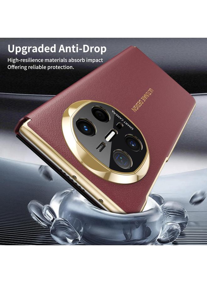 Green Tiger Case For Huawei Mate X6 Gold Flip Fold Smart Window MagSafe Leather Phone Case - Image 5