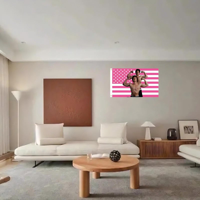 MAGJIUKE Heated Rivalry American Flag Tapestry, Pink USA Design, 3x5 Feet, Polyester with Brass Grommets, Barton Wall Decor for Bedroom - Image 4