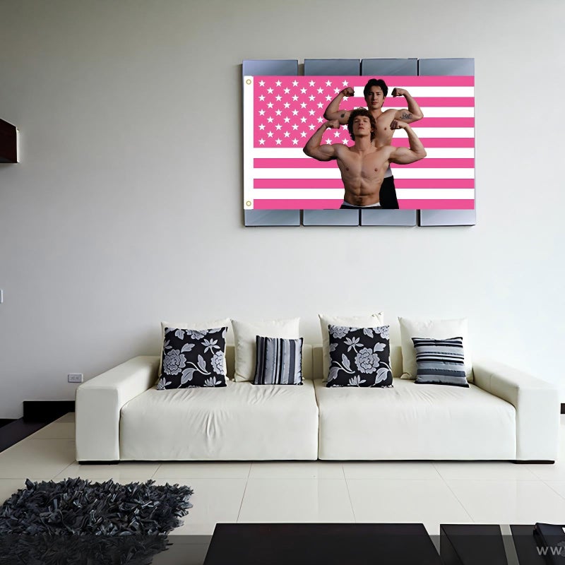 MAGJIUKE Heated Rivalry American Flag Tapestry, Pink USA Design, 3x5 Feet, Polyester with Brass Grommets, Barton Wall Decor for Bedroom - Image 5