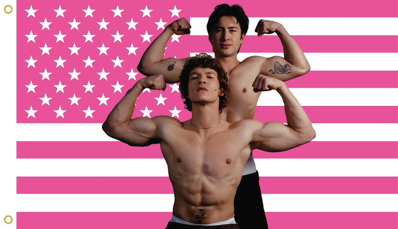 MAGJIUKE Heated Rivalry American Flag Tapestry, Pink USA Design, 3x5 Feet, Polyester with Brass Grommets, Barton Wall Decor for Bedroom - Image 1