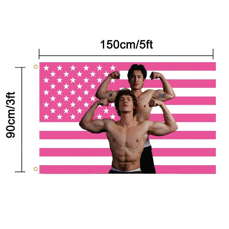 MAGJIUKE Heated Rivalry American Flag Tapestry, Pink USA Design, 3x5 Feet, Polyester with Brass Grommets, Barton Wall Decor for Bedroom - Image 2
