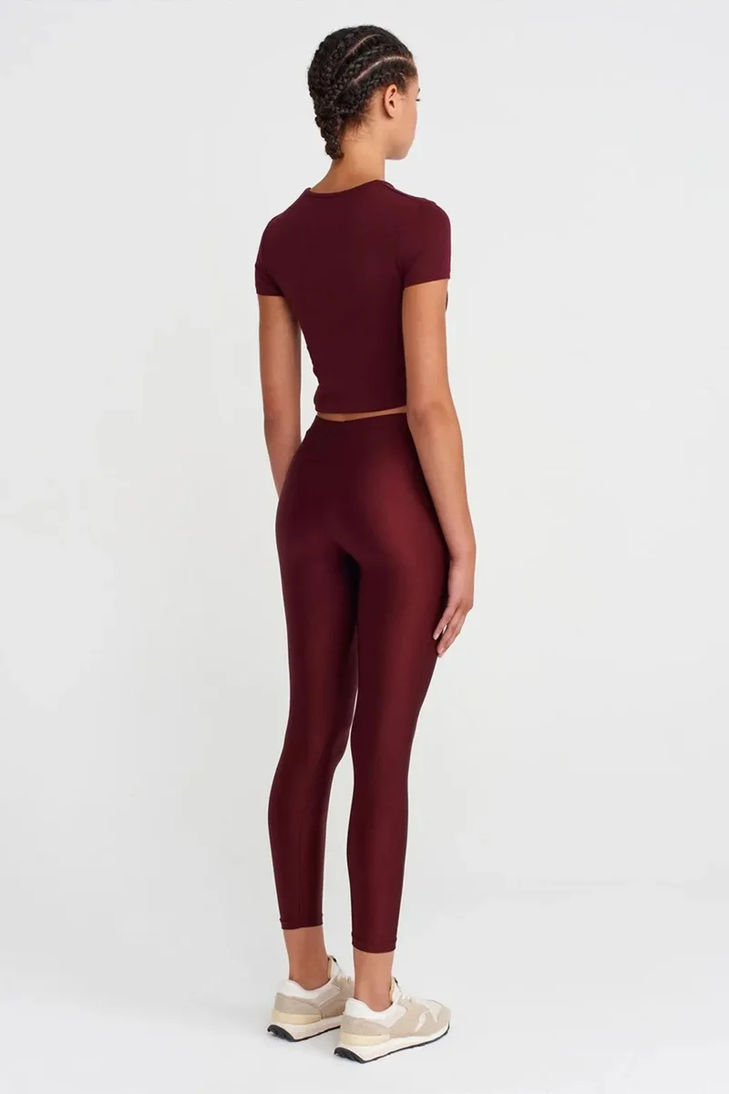 Dilvin Burgundy Red DILVIN High-Waist Slim Fit Leggings for Women | Best Price UAE