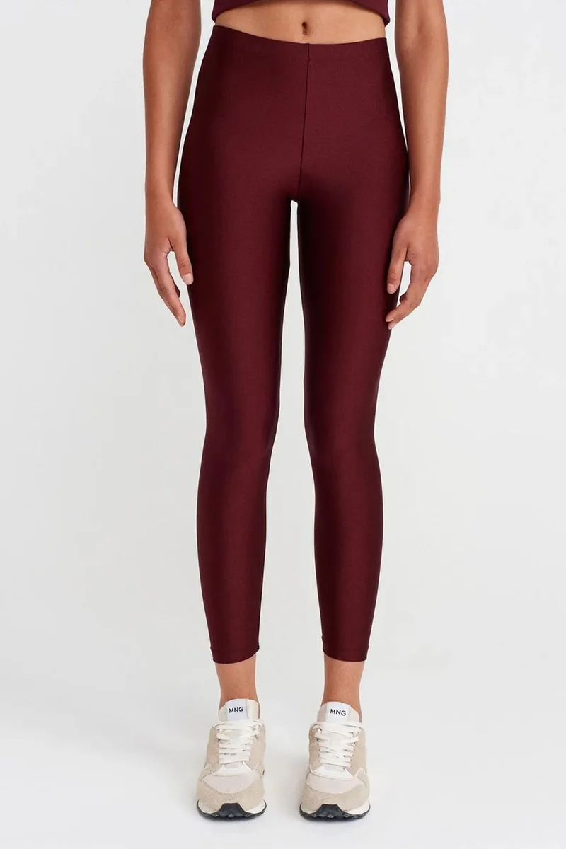 Dilvin Burgundy Red DILVIN High-Waist Slim Fit Leggings for Women | Best Price UAE