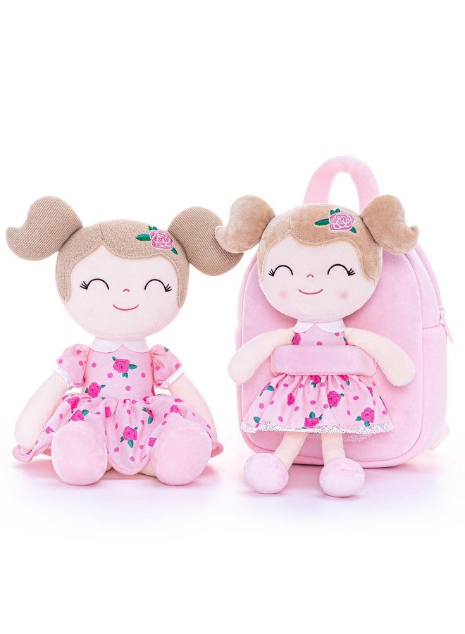 Gloveleya Toddler Backpack Baby Girl Gift Plush Bag Diaper Bag Plush Printed Flower Roses Backpack 9 Inches - Image 3