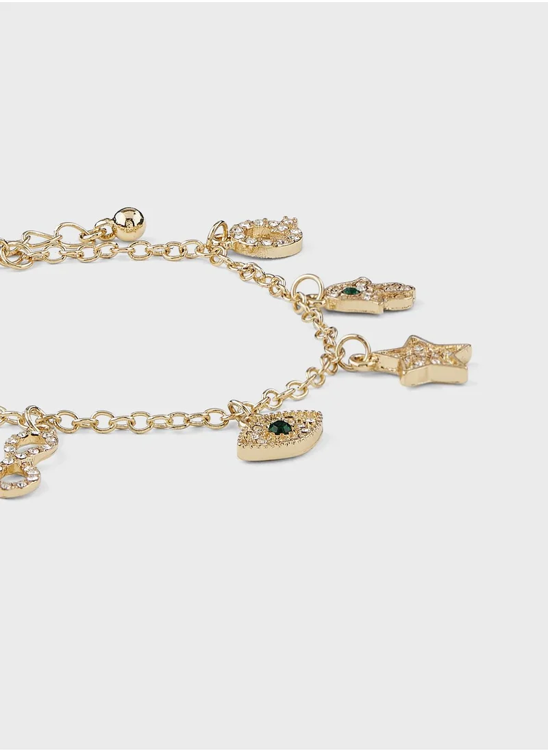 ELLA Multiple Charm Rhinestone Bracelet